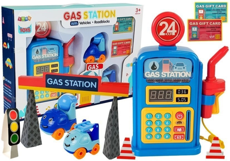 LEAN Toys Čerpací stanice se světly a zvukem aut