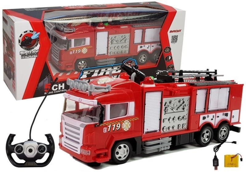 Rádiem R/C dálkově ovládané hasičské auto červené