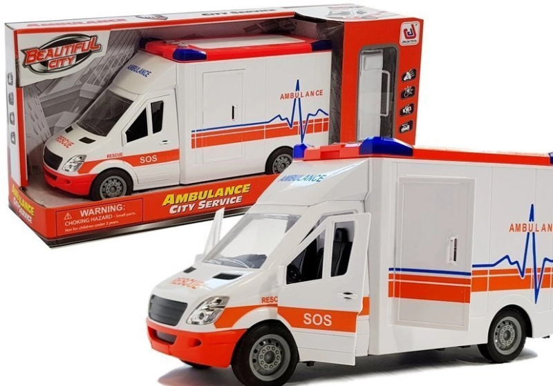 LEAN Toys Ambulance se zvukem a světlem nosítek