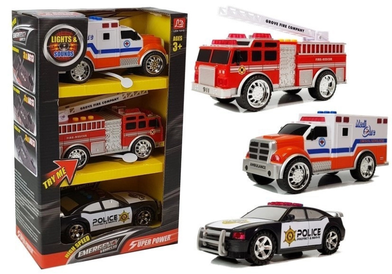 LEANToys Import Auta sada speciálních sil policejní ambulance přestřelka