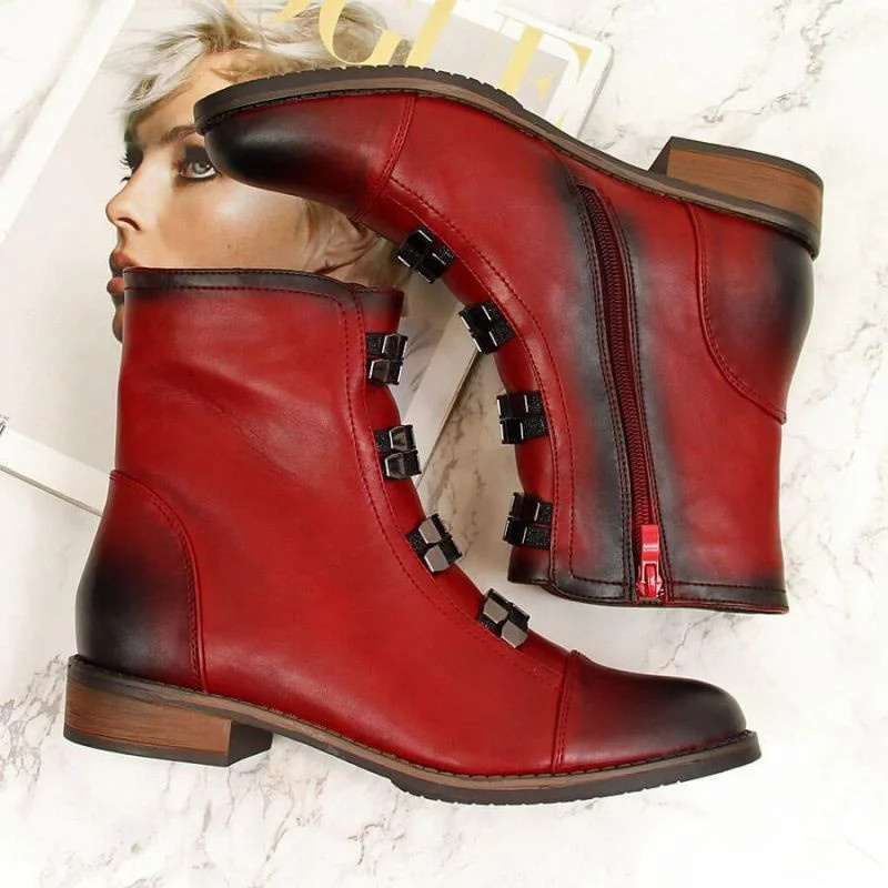 Dámská zateplená kotníková obuv JEZ260A Červeno kaštanová - Jezzi  červená 41