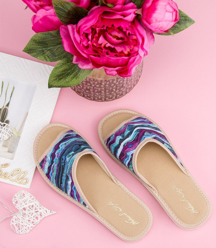 Dámské pantofle NS-056 modré béžové