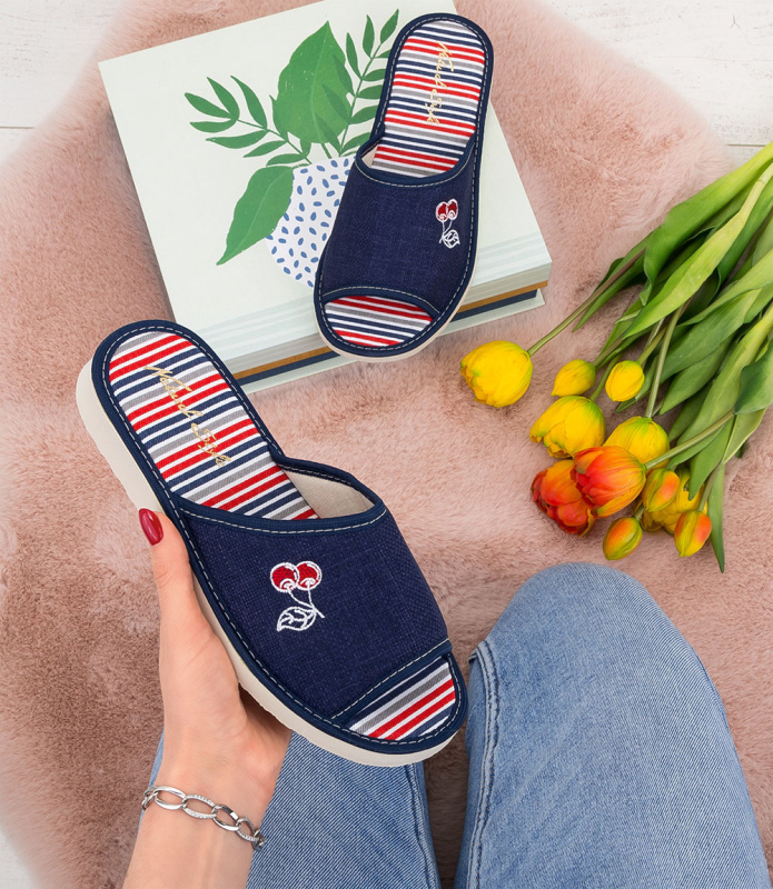 Dámské pantofle Natural Style NS-094, námořnické modré pruhy