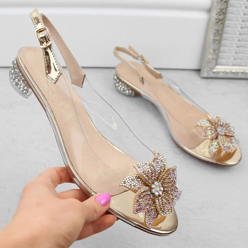 Průhledné sandály S.Barski W OLI248C zlatý 36