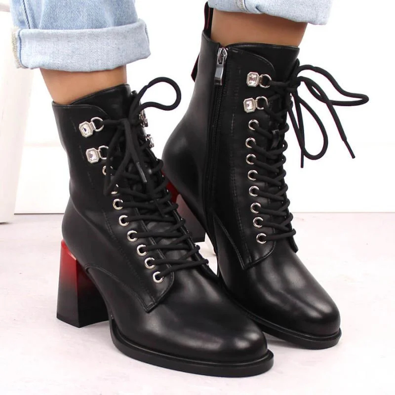 D&A S.Barski boty s ozdobným podpatkem Premium Collection W MR880-132 OLI270 40