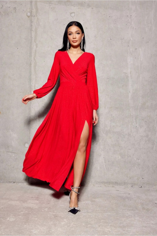 Dlouhé šaty SUK0420 188244 červené - Roco Fashion 40