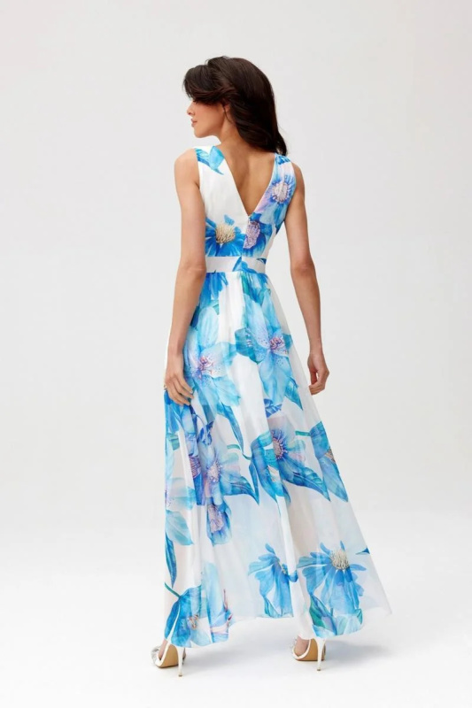 Denní šaty SUK0477 modro-bílé - Roco Fashion 44/2XL