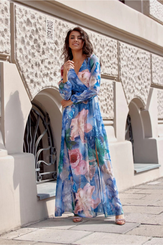 Denní šaty SUK0419 modro-zelené - Roco Fashion XL-42