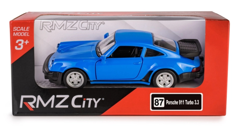 Kovový model RMZ City PORSCHE 911 Turbo 3.3 1:32 modrý s pull-back