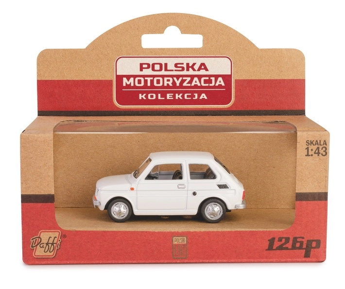 Kovový model auta Fiat 126p PRL v bílé, 1:43