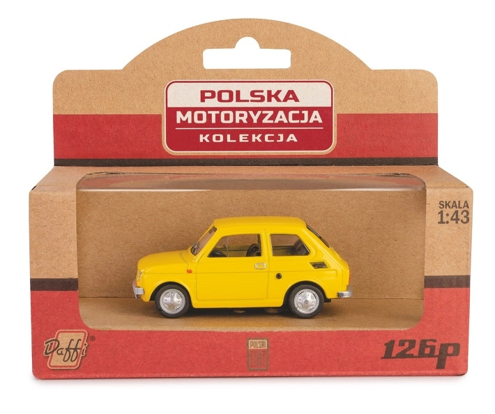 Model auta fiat 126p žlutý 1:43