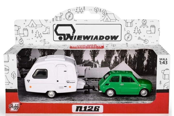 Fiat 126p s karavanem Niewiadów N-126, zelený