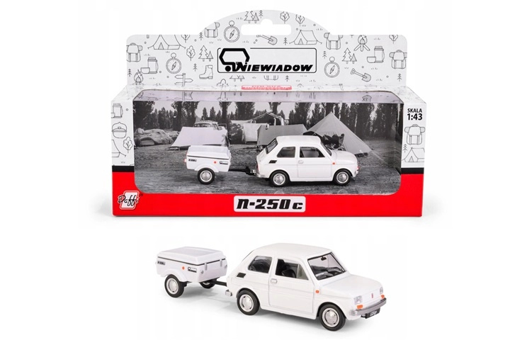 Fiat 126p s přívěsem Niewiadów N250C – bílý model