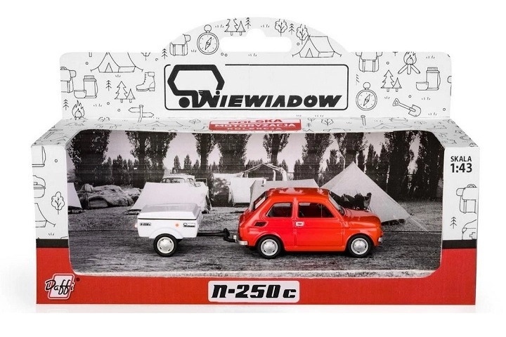 Fiat 126p s přívěsem Niewiadów (krátká verze) červený model