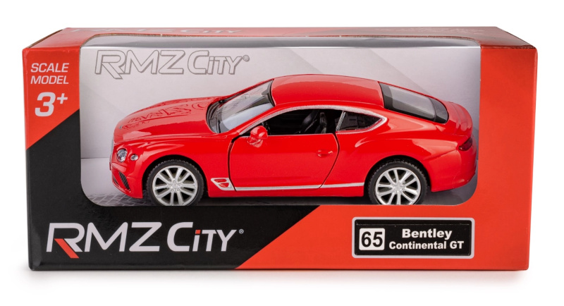kovový model auta rmz city bentley continental gt 1:39 červený