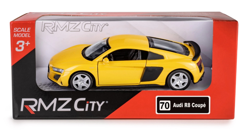 Kovový model auta AUDI R8 2019 1:36 žlutý s otevíracími dveřmi