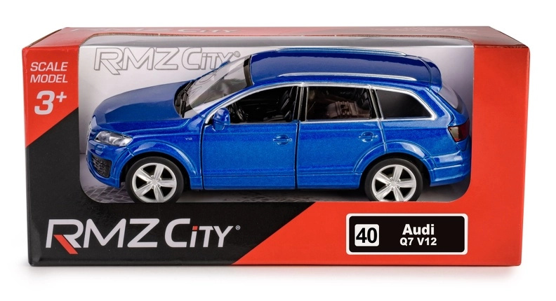 Kovový model auta RMZ City Audi Q7 V12 1:40 modrý s otevíracími dveřmi a pull-back