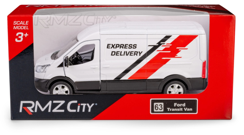 kovový model dodávky Ford Transit 2018 1:43 se zpětným natahováním