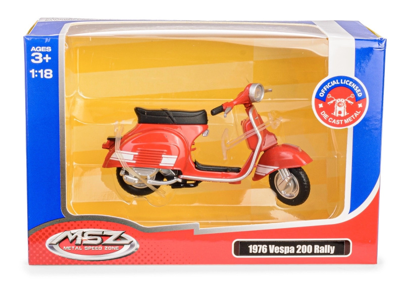 Model skútru Vespa 200 Rally 1:18 červený (1976)