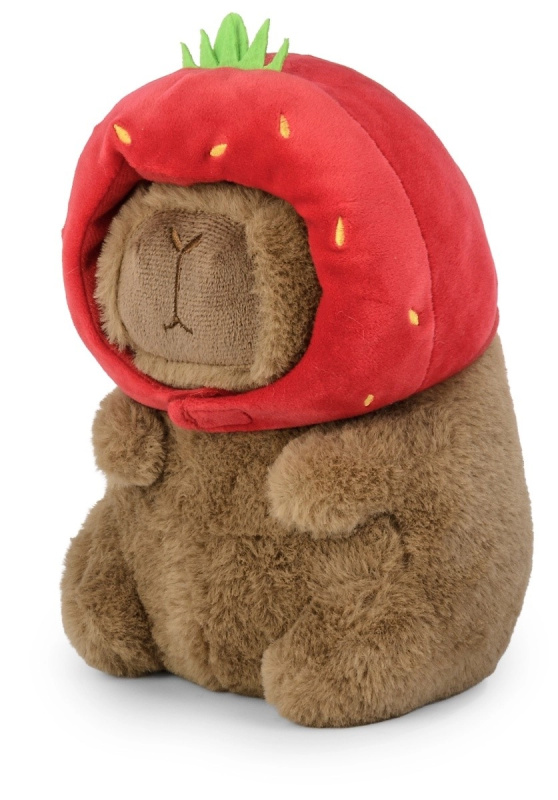 plyšová kapybara s jahodovou čepičkou 20 cm