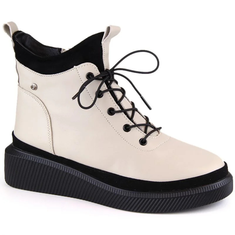 Filippo zateplené kožené boty na platformě W PAW482 beige 40