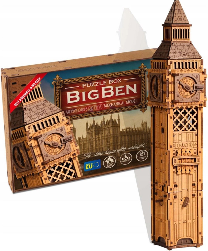 dřevěné 3D puzzle escape box big ben 269 dílků – WOODEN CITY