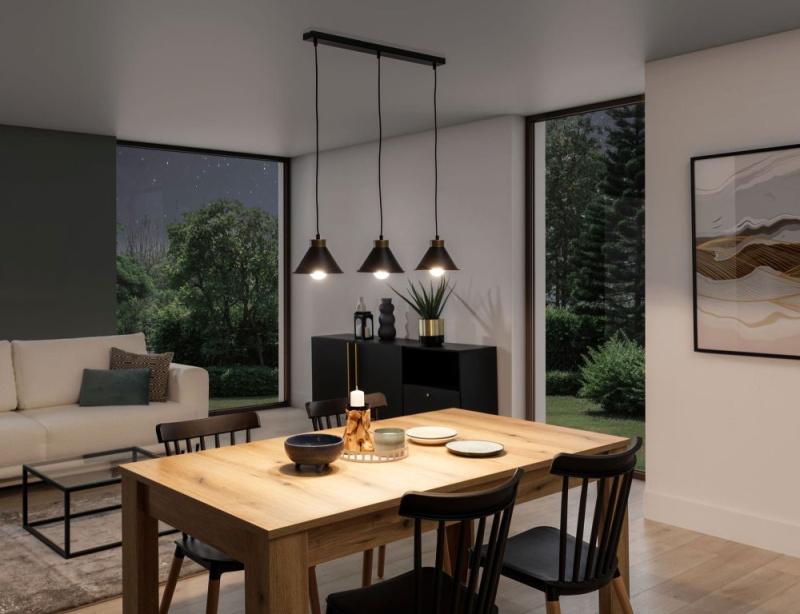 ELTAP Detmer, 7017110cm závěsná lineární 3 černý/zlatý