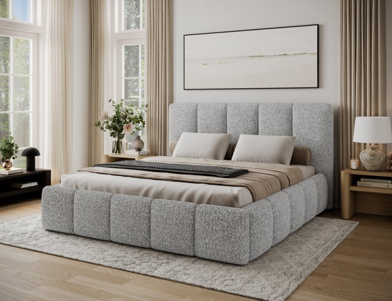 Postel Edvige + Dřevěný rám + Standardní zdvih + kontejner 140x200