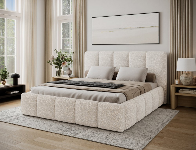 Postel Edvige + Dřevěný rám + Standardní zdvih + kontejner 140x200