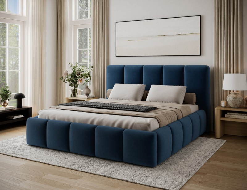 Postel Edvige + Dřevěný rám + Standardní zdvih + kontejner 140x200