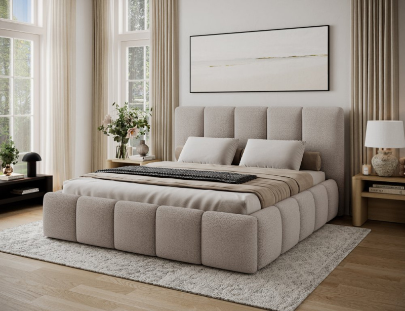 Postel Edvige + Dřevěný rám + Standardní zdvih + kontejner 160x200