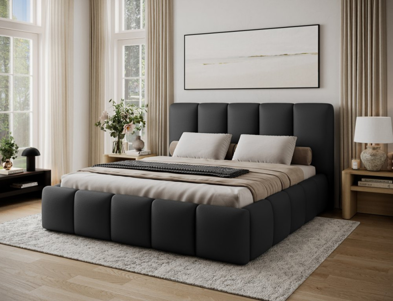 Postel Edvige + Dřevěný rám + plynový píst + kontejner 160x200