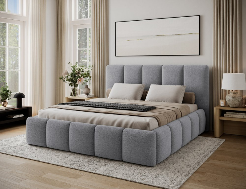 Postel Edvige + Dřevěný rám + Standardní zdvih + kontejner 180x200