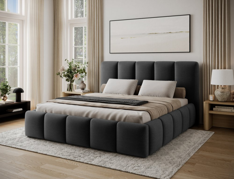 Postel Edvige + Dřevěný rám + plynový píst + kontejner 180x200