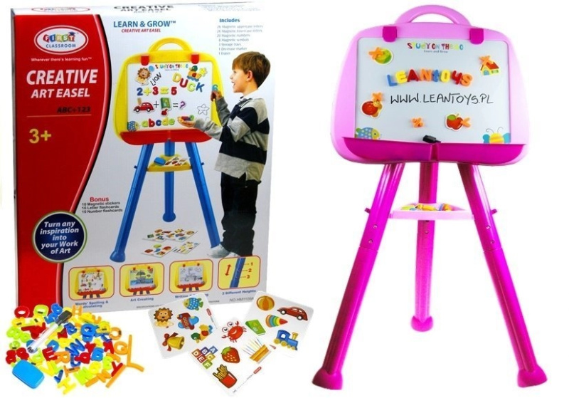 Stojící magnetická tabule s perem růžová