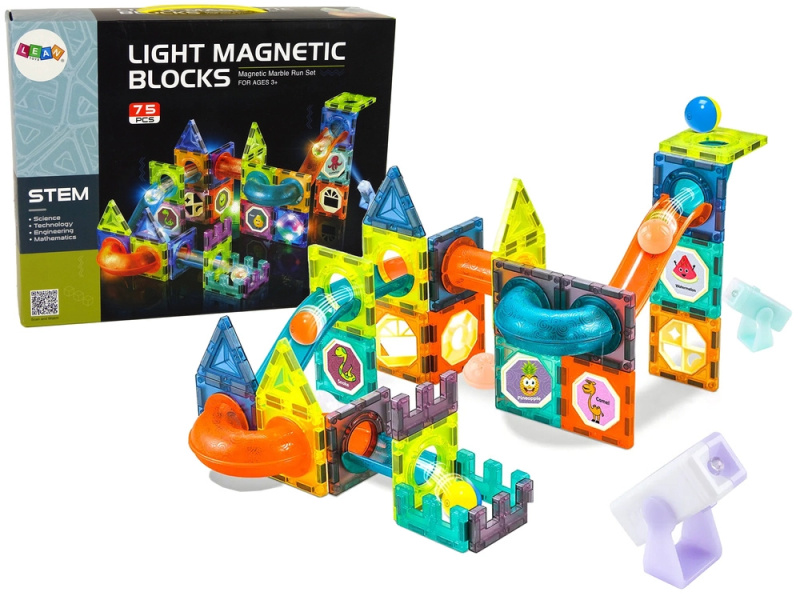 Svítící kuličková dráha s magnetickými bloky 75 prvků