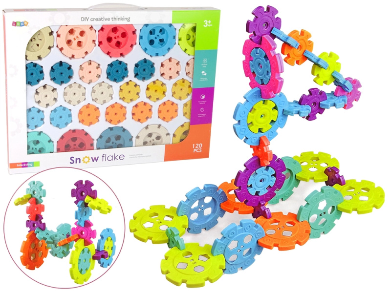 LEAN Toys Stavební kostky sněhové vločky 120 ks