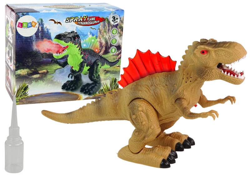 Dinosaur Blows Fire Steam Lights Baterie Brown