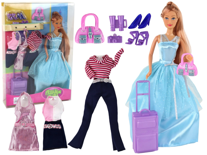 LEAN Toys Sada panenky s kufrem peněženka
