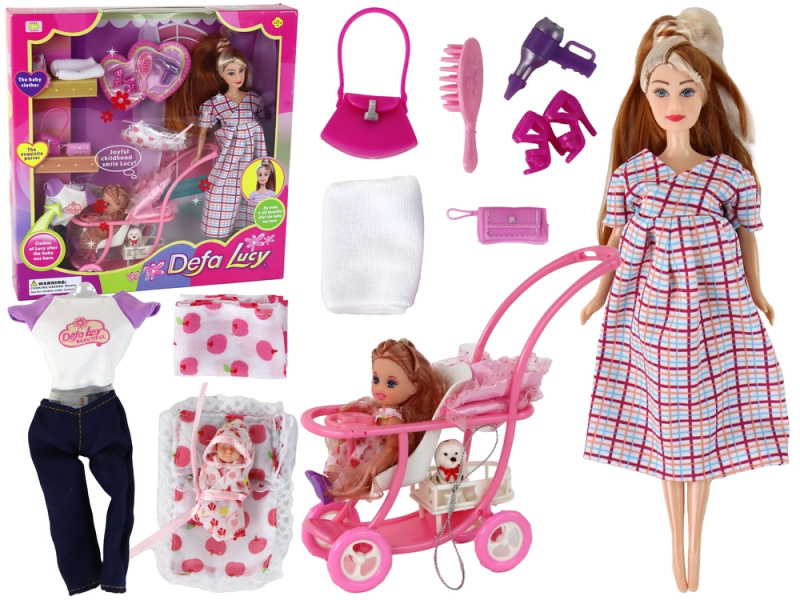 LEANToys Těhotná Lucy s dcerou a doplňky