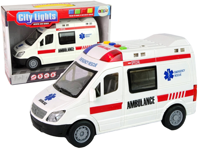 LEANToys Ambulance s třecím pohonem na baterky