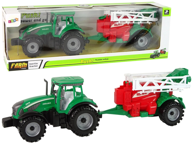 LEANToys Zelený zemědělský traktor s červeným postřikovačem