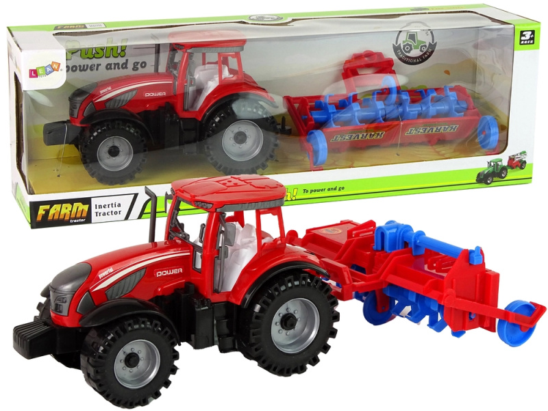 LEANToys Import Traktor s pluhem Třecí pohon Červený