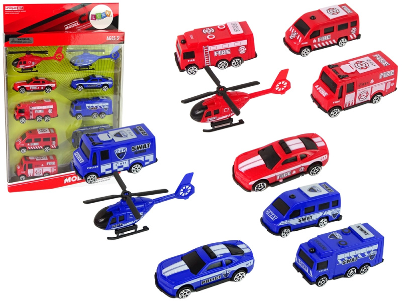 Lean Toys Sada 10 záchranných vozidel Policie Hasiči