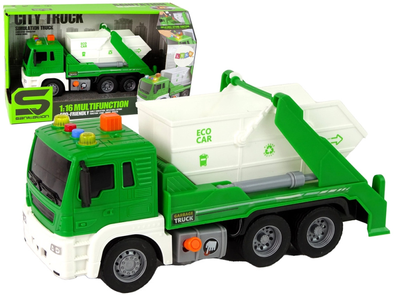 LeanToys Popelářské auto zelené na setrvačník