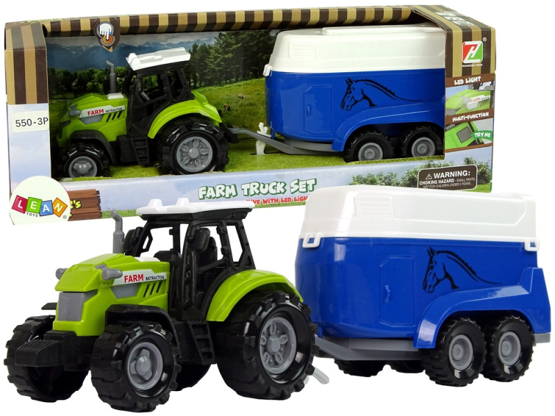 LEANToys Traktor s přívěsem na koně se zvuky