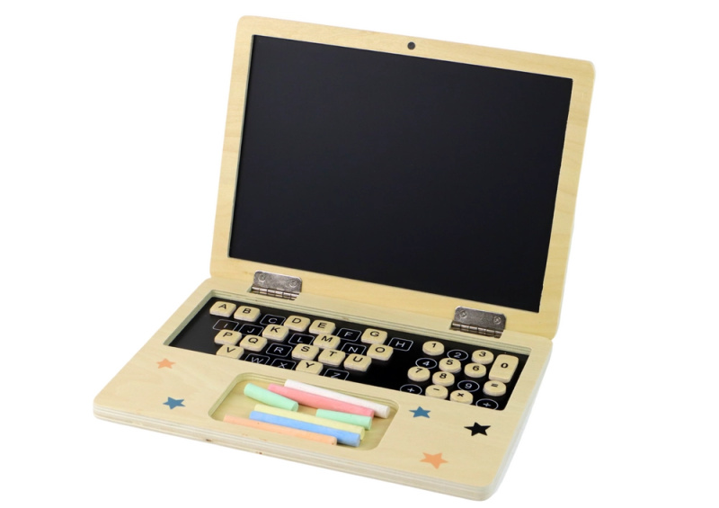 LEANToys Dřevěný notebook s křídovou tabulí