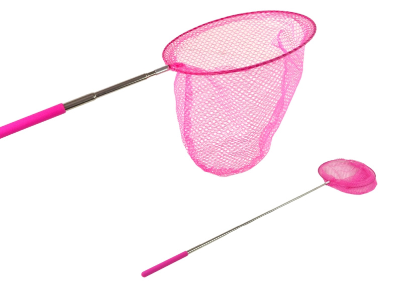Skádací teleskopická síťka na motýly a hmyz 85cm - růžová