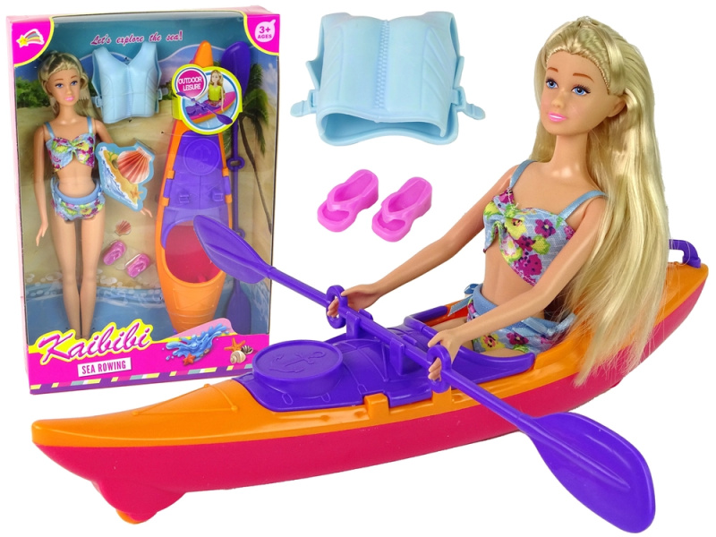 Lean Toys Sada panenky s kajakem - oranžová
