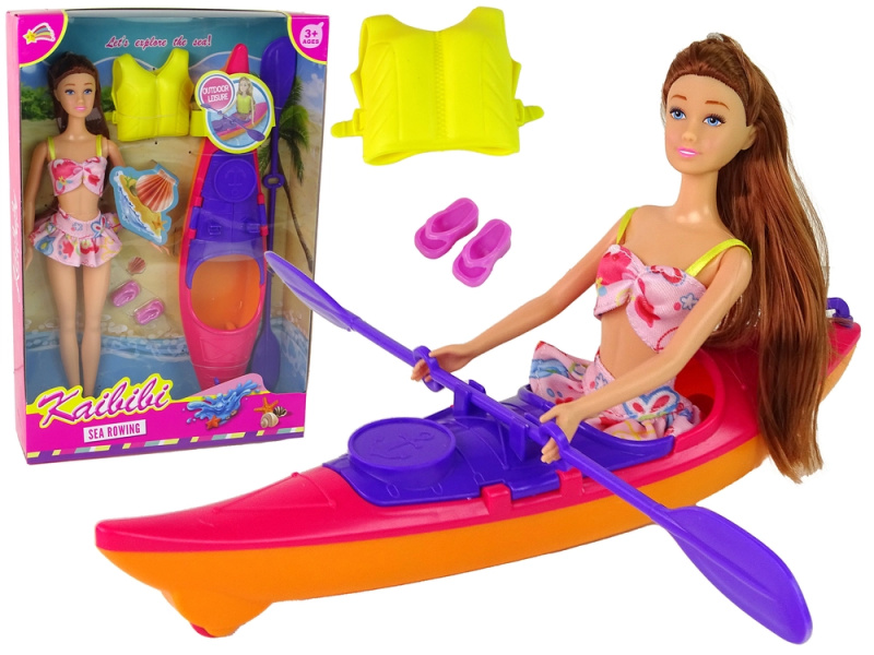 Lean Toys Sada panenky s kajakem růžová